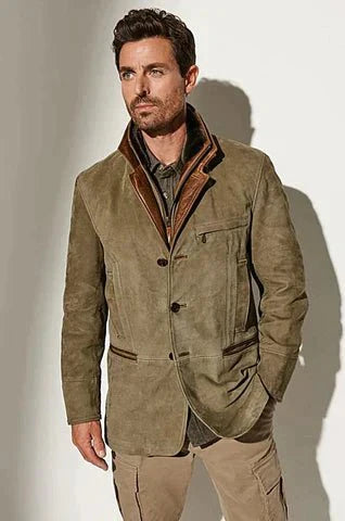 Oscar | Men's Vintage Style Suede Blend Two-Tone Jacket