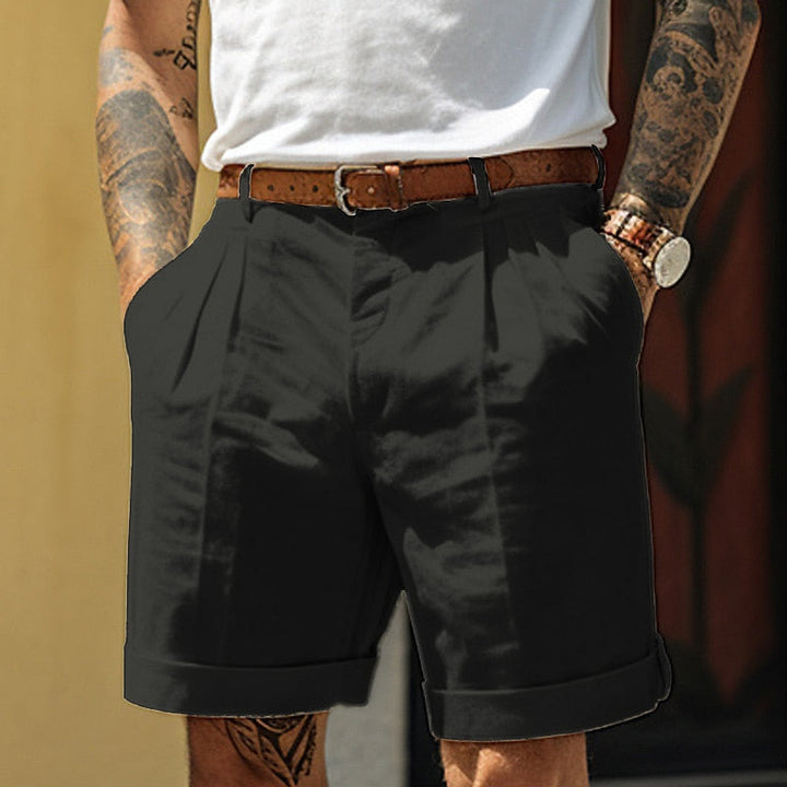 Victor | Men's Tailored Linen-Blend Pleated Shorts