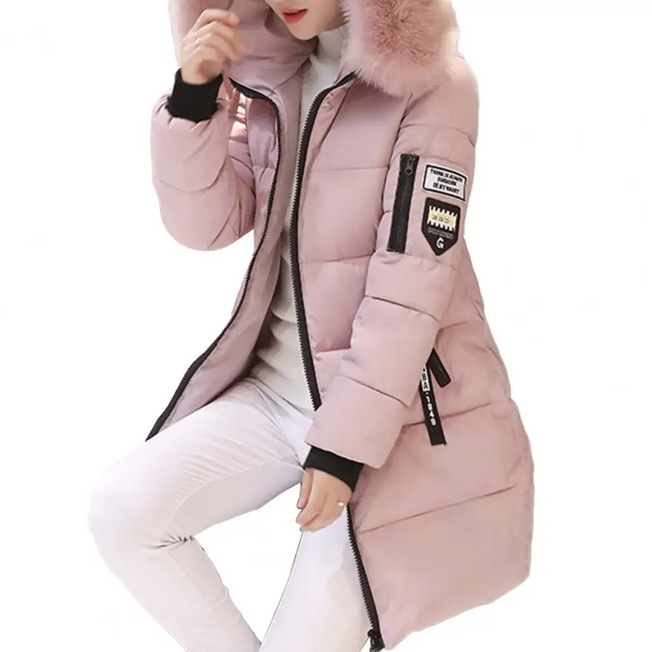 Kaia | Women's Slim Hooded Puffer Coat with Faux Fur