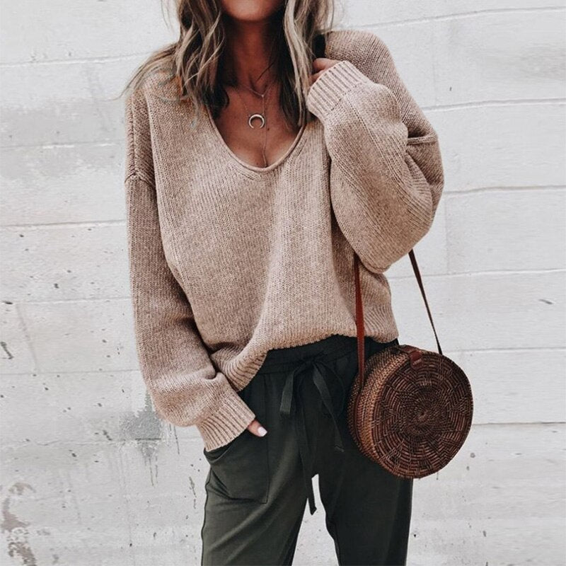 Jade | Women's Soft V-Neck Relaxed Pullover Sweater