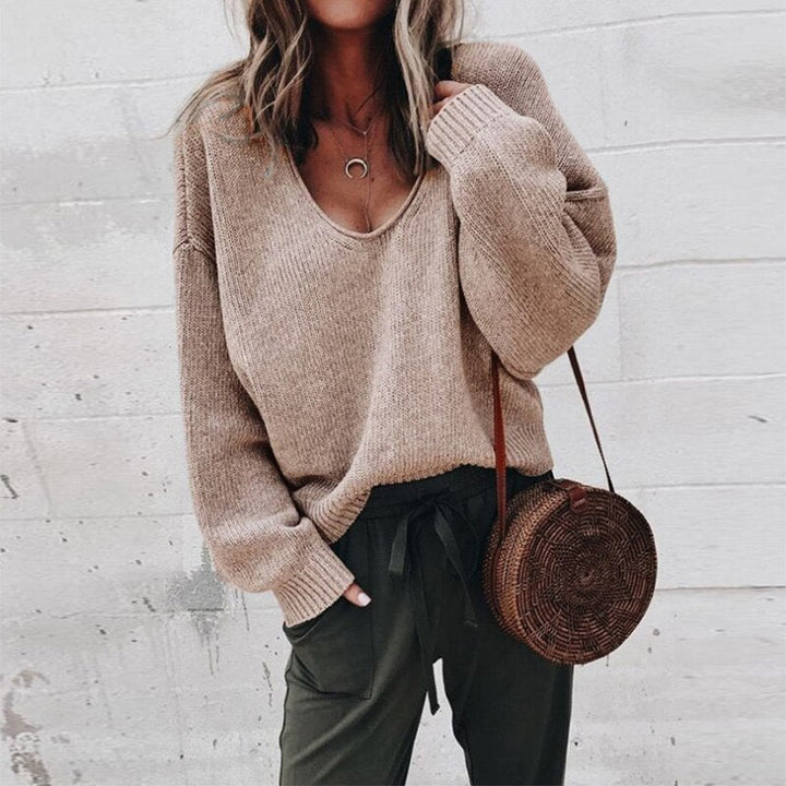 Jade | Women's Soft V-Neck Relaxed Pullover Sweater