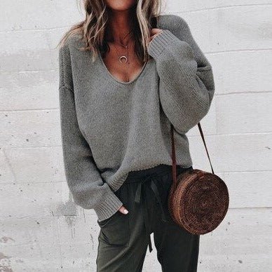 Jade | Women's Soft V-Neck Relaxed Pullover Sweater