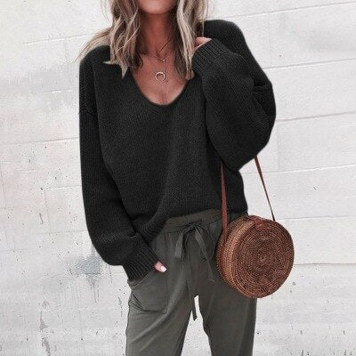 Jade | Women's Soft V-Neck Relaxed Pullover Sweater