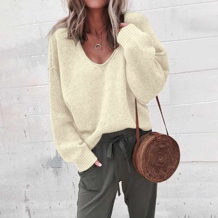 Liliane | Women's V Neck Slouchy Balloon Sleeve Pullover Sweater