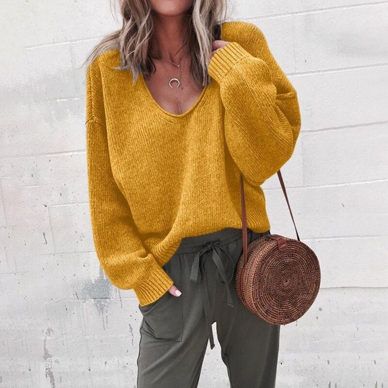 Jade | Women's Soft V-Neck Relaxed Pullover Sweater
