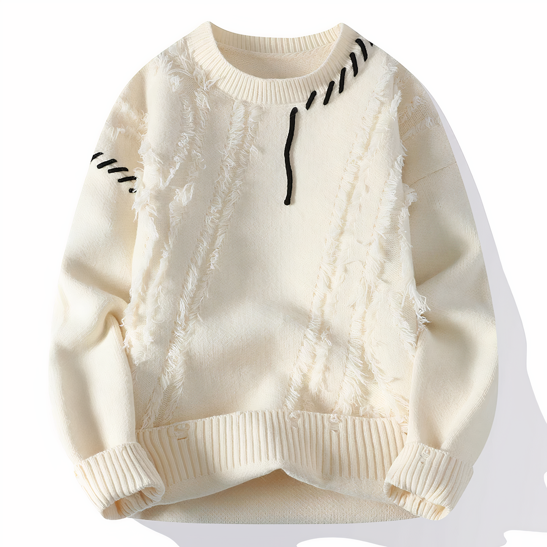 Samuel | Men's Edgy Patchwork Crewneck Sweater