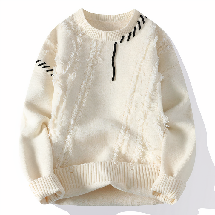 Samuel | Men's Edgy Patchwork Crewneck Sweater