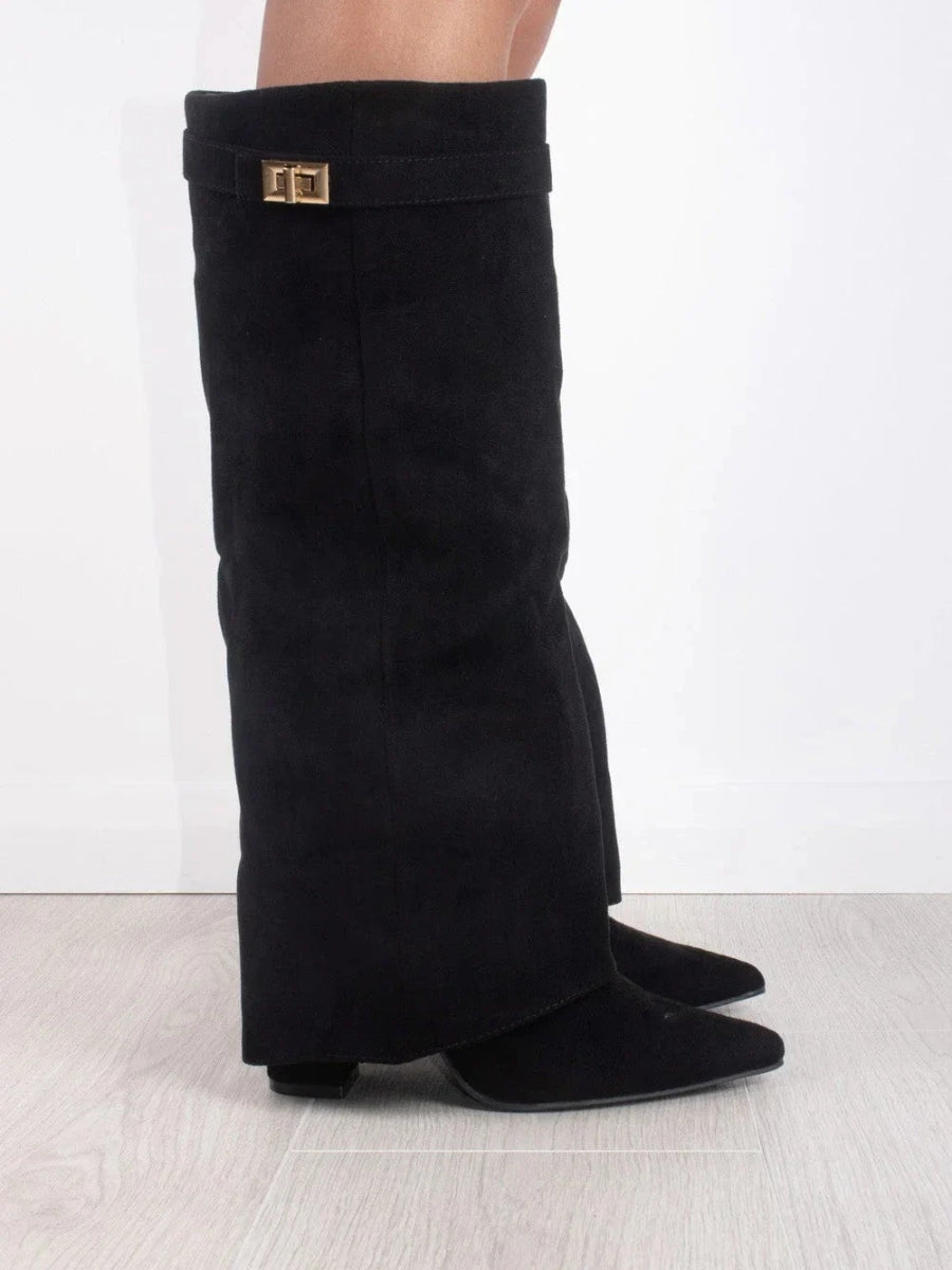 Harlow | Women's Faux Suede Knee-High Shark Boots