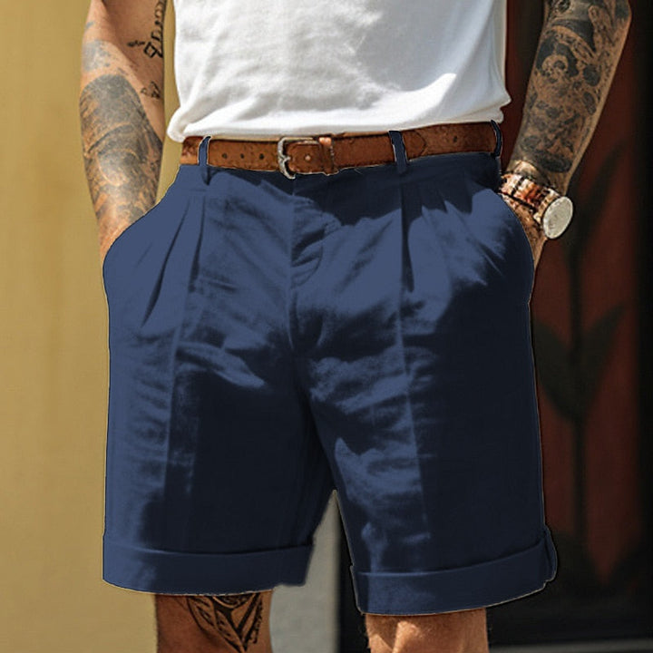 Victor | Men's Tailored Linen-Blend Pleated Shorts