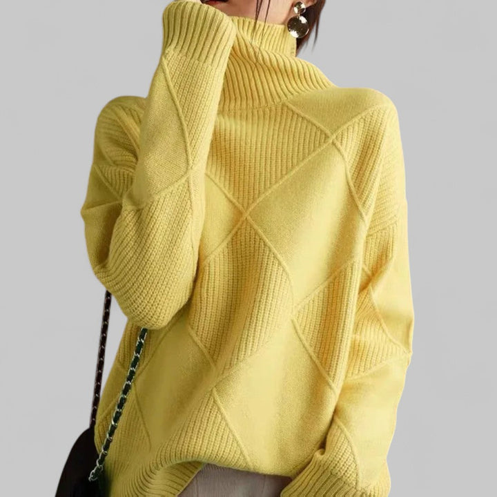 Iris | Women's Argyle Turtleneck Knit Sweater