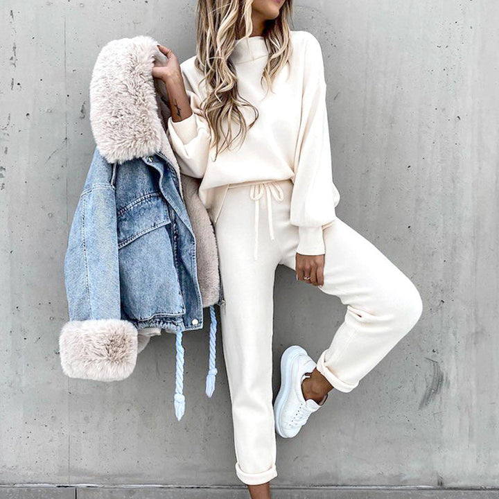 Lola | Women's Chic Balloon Sleeve Knit Tracksuit Set