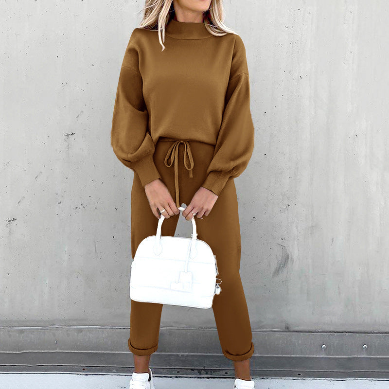 Lola | Women's Chic Balloon Sleeve Knit Tracksuit Set